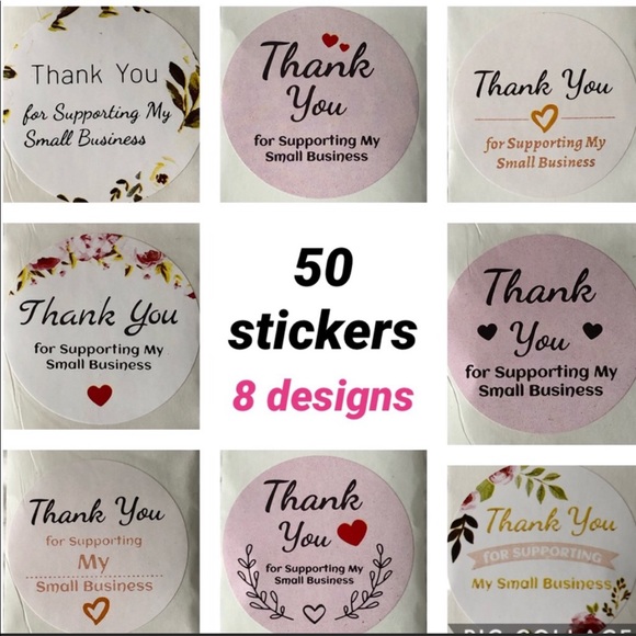 Other - (50) Round Thank You stickers 8 designs